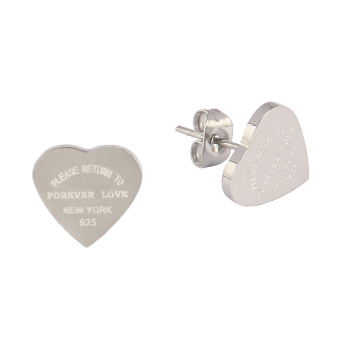 Simple Style Heart Shape Titanium Steel Enamel Bracelets Earrings Necklace