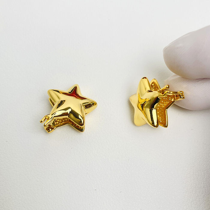 1 Pair Artistic Star Plating Copper Ear Studs