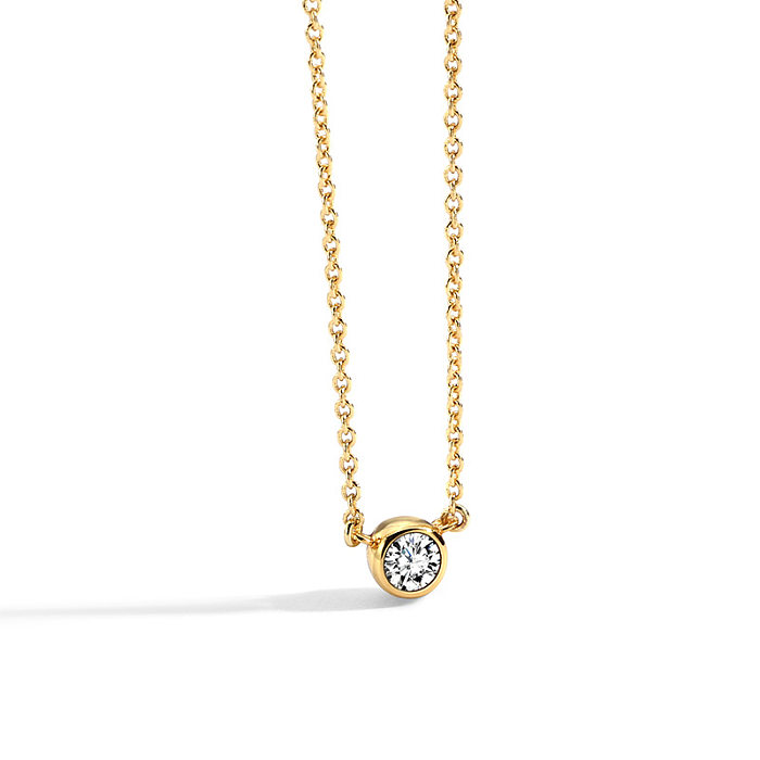 Simple Style Round Brass Plating Inlay Zircon 18K Gold Plated Pendant Necklace