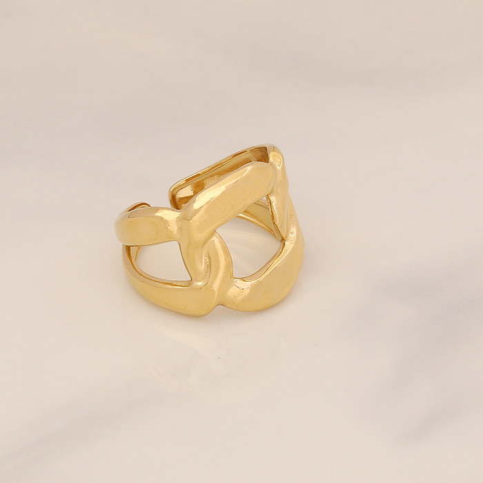 Fashion Leaf Flower Stainless Steel Open Ring Inlay Turquoise Stainless Steel Rings 1 Piece