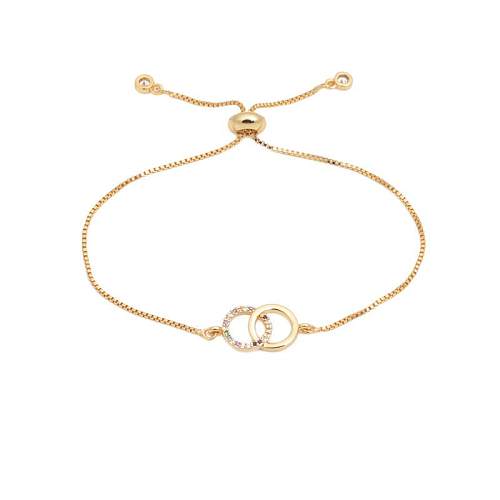 Bracelet à Double anneau réglable en Zircon de couleur de luxe coréen NHYL129528