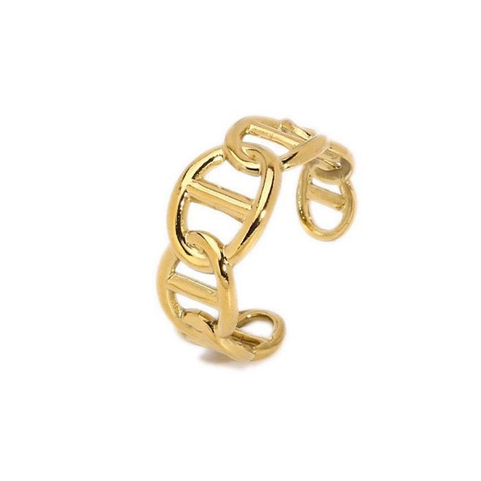 Estilo nórdico estilo britânico estilo africano cor sólida chapeamento de aço inoxidável 18K anéis abertos banhados a ouro