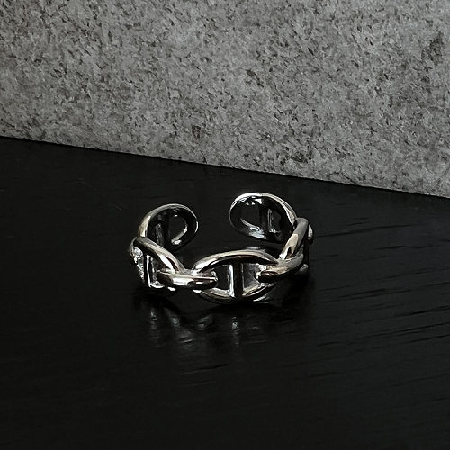 IG Style Simple Style Solid Color Twist Copper Plating Hollow Out Open Rings