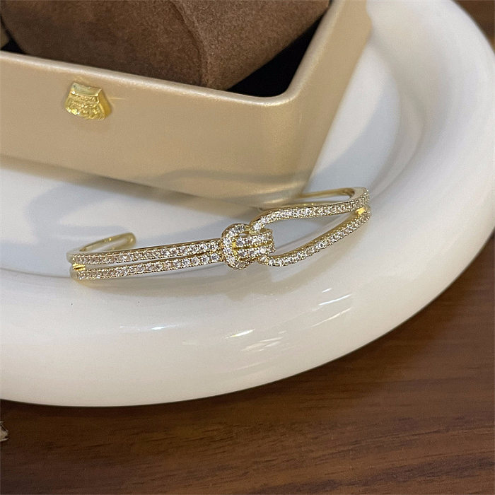 Bracelet en zircon incrusté de cuivre de couleur unie de style simple