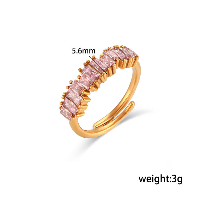 Fashion Square Stainless Steel Rings Plating Inlay Zircon Stainless Steel Rings
