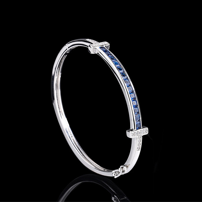 Bracelets à anneaux en Zircon avec incrustation de cuivre carrée de style simple
