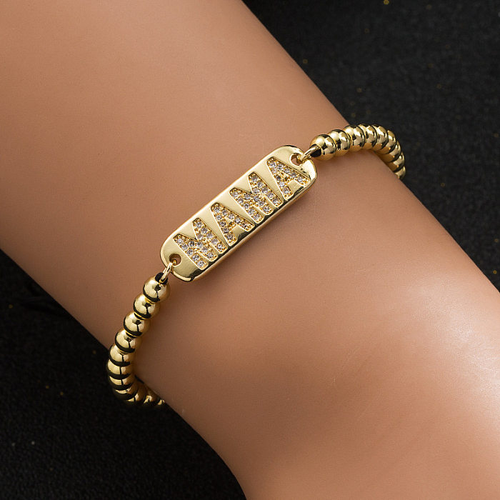 Simple MAMA Pearl Virgin Mary Copper Zircon Gold-plated Bracelet
