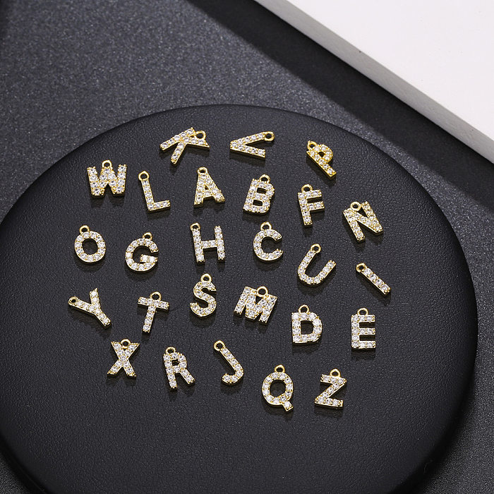 New DIY English Letter Micro Zircon Pendant Copper Pendant