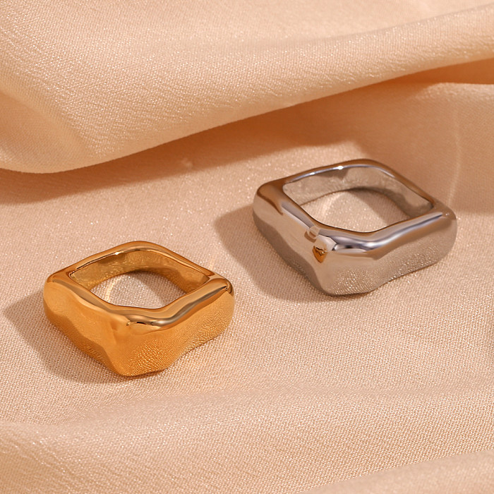 Simple Style Classic Style Solid Color Stainless Steel Plating 18K Gold Plated Rings