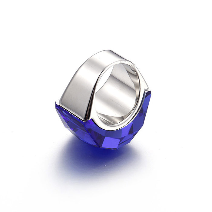 Anel de vidro multicolorido de aço inoxidável simples da moda atacado joias Olá