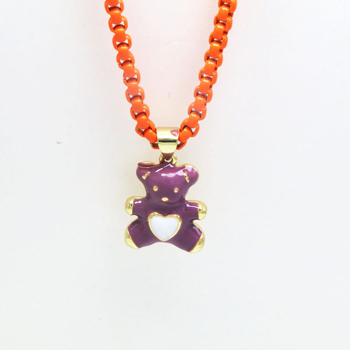Simple Style Bear Copper Enamel Pendant Necklace