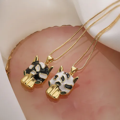 Aogu Cross-Border Copper Plated Real Gold Drop Oil Animal Leopard Pendant Necklace Female European And American Ins Niche Personality Clavicle Chain