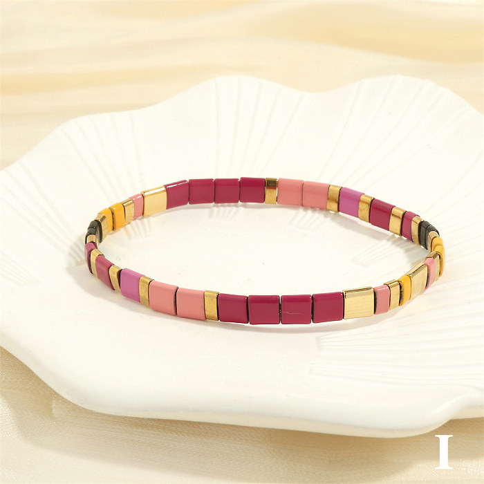 Bracelets plaqués or 18 carats avec perles de cuivre carrées de plage