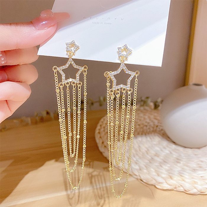 Fashion Tassel Butterfly Bow Knot Copper Inlay Artificial Pearls Rhinestones Earrings 1 Pair