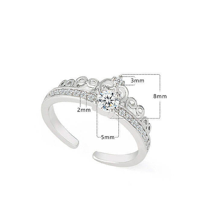 Bague ouverte en Zircon avec incrustation de cuivre, couronne de vagues de Style classique