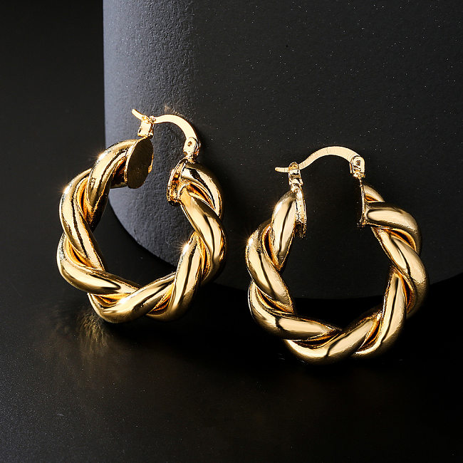 Modische geometrische Retro-Ohrringe aus verkupfertem Echtgold