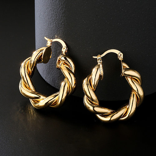 Boucles d'oreilles en or véritable plaqué cuivre géométrique rétro à la mode
