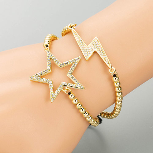 jewelry Wholesale Jewelry Copper Inlaid Zircon Hollow Stars Pull Braided Bracelet