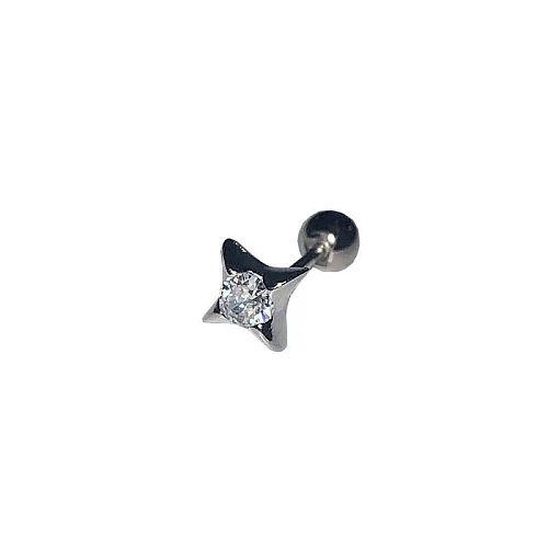 1 Piece Simple Style Star Copper Plating Inlay Zircon Ear Studs