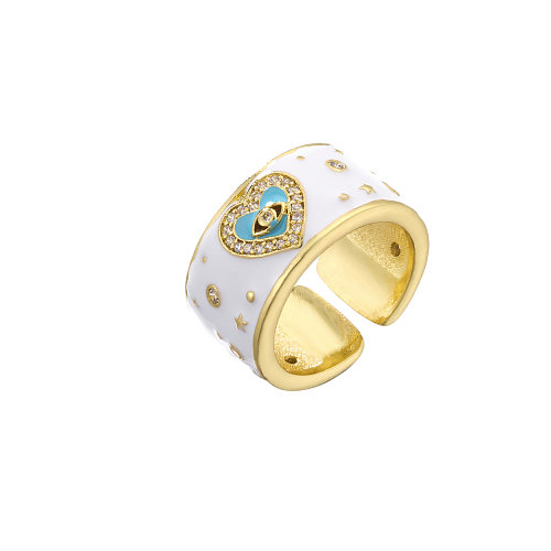 Micro-inlaid Zircon Love Eye Ring Opening Adjustable Ring