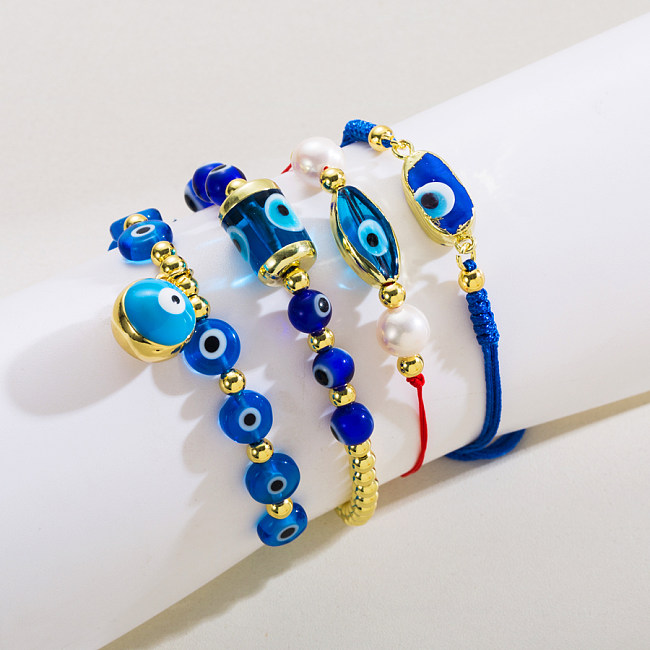 1 Piece Fashion Devil'S Eye Copper Beaded Enamel Plating Bracelets