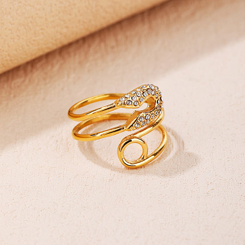 As pedras preciosas artificiais de aço Titanium geométricas do estilo simples abrem o anel no volume