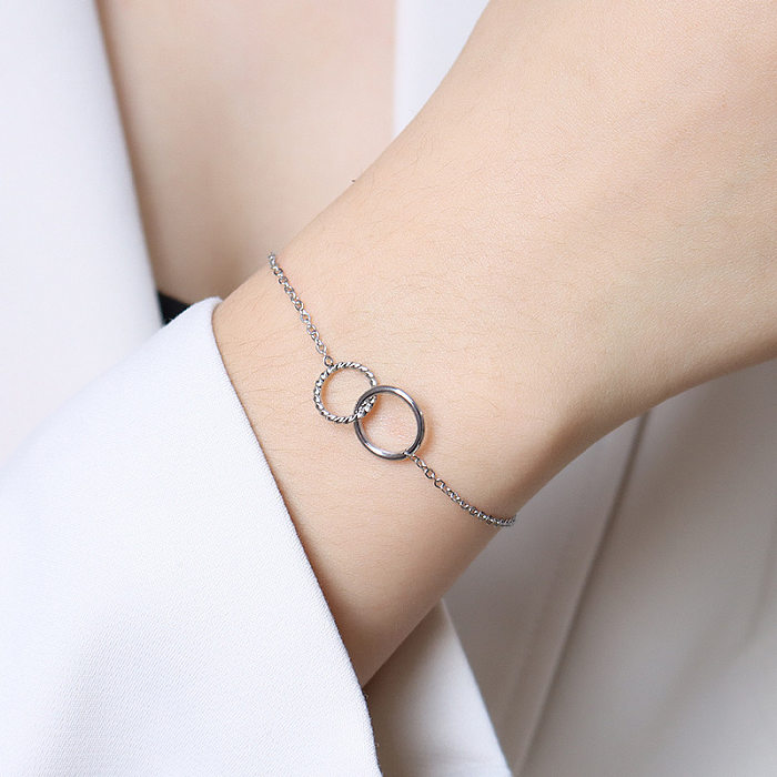 Simple Style Commute Double Ring Titanium Steel Plating Bracelets Necklace