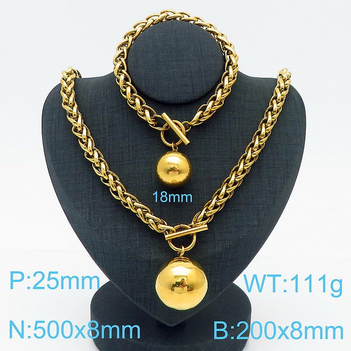 Casual Simple Style Heart Shape Smiley Face Stainless Steel Plating 18K Gold Plated Bracelets Necklace
