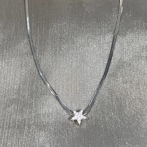 Simple Style Star Copper Inlay Zircon Necklace