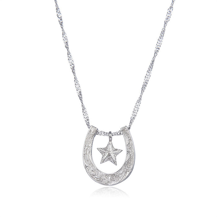Streetwear Star Moon Copper Pendant Necklace