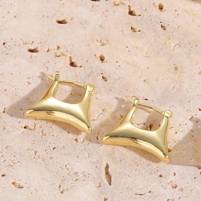 1 Pair Simple Style Solid Color Plating Copper 14K Gold Plated Earrings