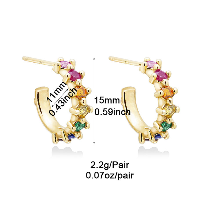 1 Pair IG Style Classic Style Korean Style Round Heart Shape Plating Inlay Copper Zircon White Gold Plated Gold Plated Ear Studs
