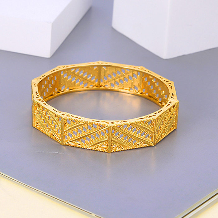 Ethnic Style Flower Copper Plating Gold Plated Bangle