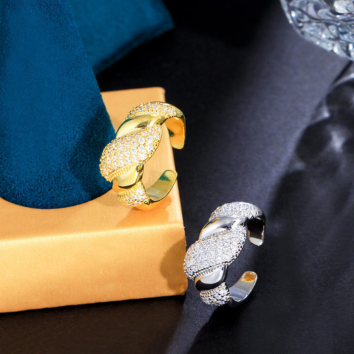 Luxuriöse Stern-Kupferbeschichtung mit künstlichen Edelsteinen, 14-karätig vergoldete, weißvergoldete, rhodinierte Ringe