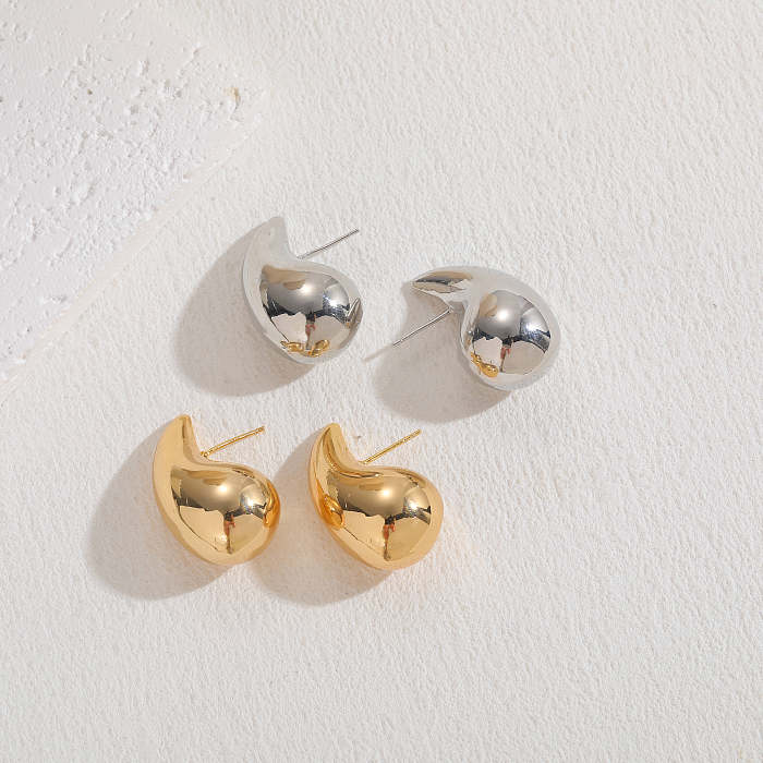 1 Piece Luxurious Classic Style Solid Color Plating Copper 14K Gold Plated Ear Studs