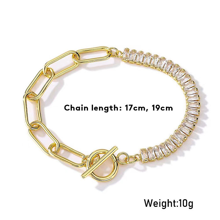 Bracelets en zircon plaqué cuivre géométrique hip-hop
