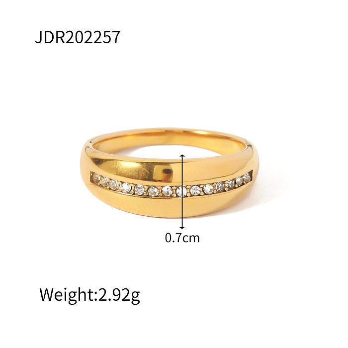 Simple Style Geometric Stainless Steel Gold Plated Zircon Rings