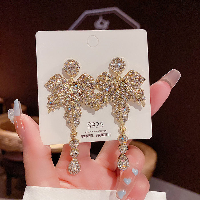 Fashion Tassel Heart Shape Bow Knot Imitation Pearl Copper Inlay Rhinestones Drop Earrings 1 Pair