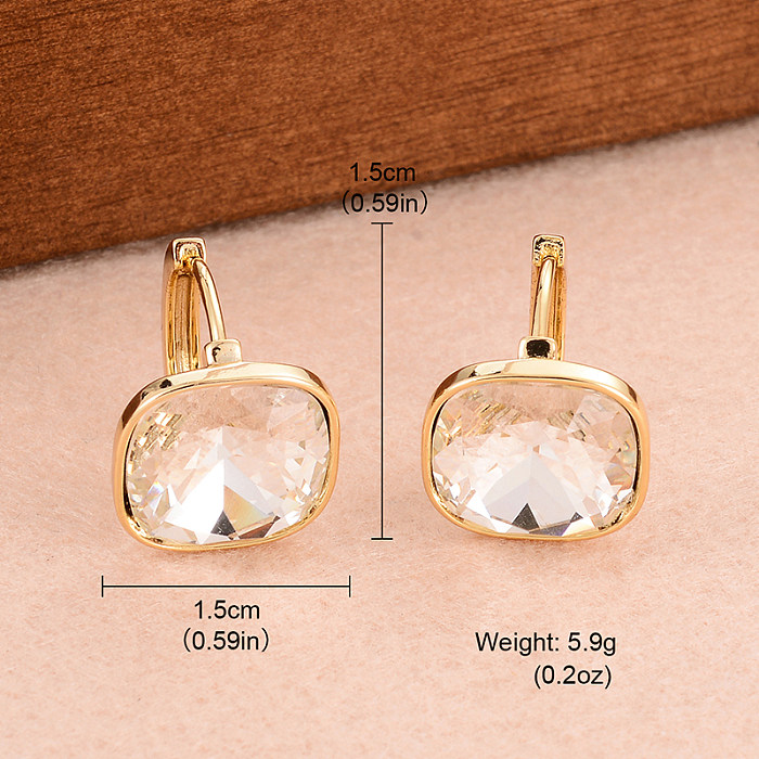 1 Pair IG Style Simple Style Square Plating Inlay Copper Artificial Crystal Earrings