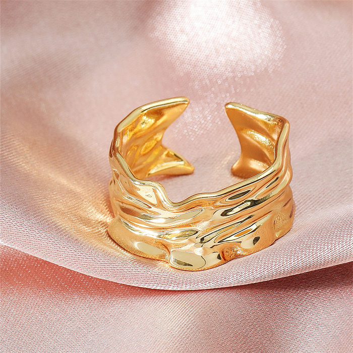 Correntes retrô femininas cruzadas de cor sólida estampadas anéis banhados a ouro 18K com revestimento de cobre