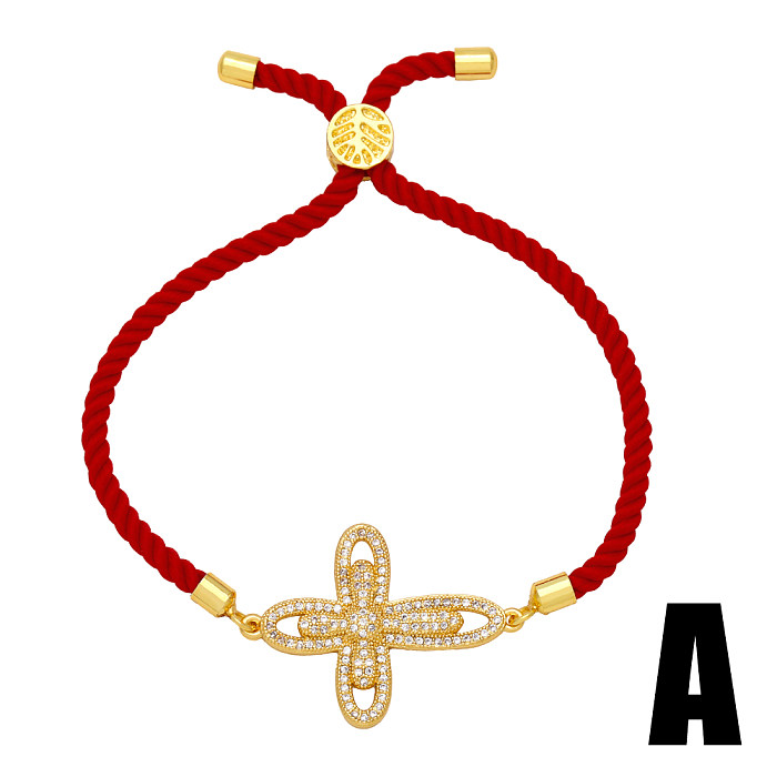 Modischer schlichter Stil, Kreuzverkupferung, Inlay, Zirkon, 18 Karat vergoldete Armbänder