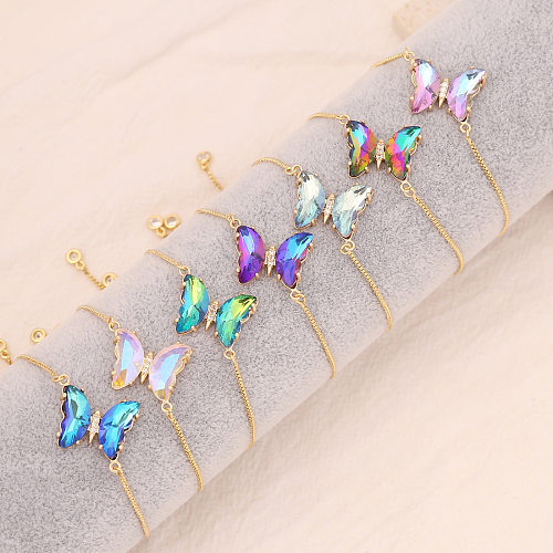 Fashion Butterfly Copper Inlay Zircon Bracelets 1 Piece