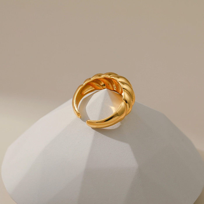 Copper Plated 18K Gold Minimalist Ring Female Threaded Mirror Geometric Ring