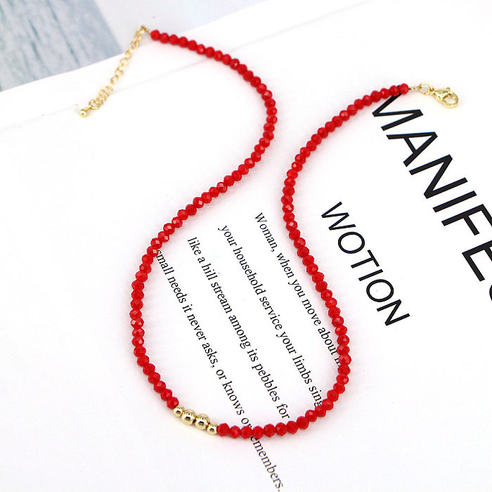 Crystal Beaded Necklace Clavicle Chain  Color Necklace
