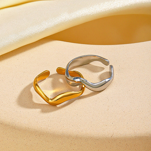 IG Style Irregular Stainless Steel Plating 18K Gold Plated Open Rings
