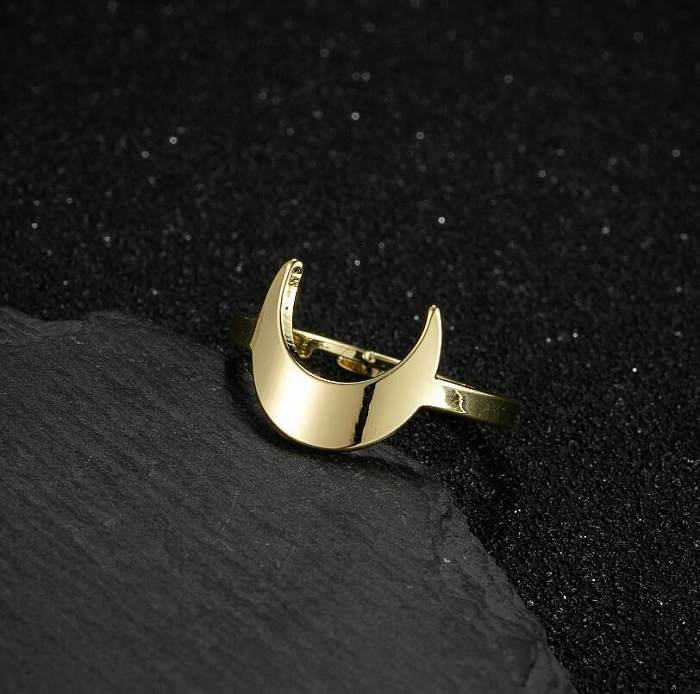 Classic Style Moon Stainless Steel Plating Open Rings