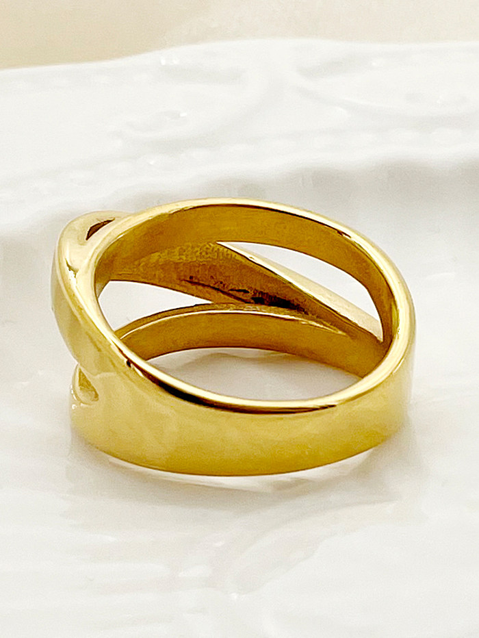 Classic Style Geometric Stainless Steel Gold Plated Rings In Bulk