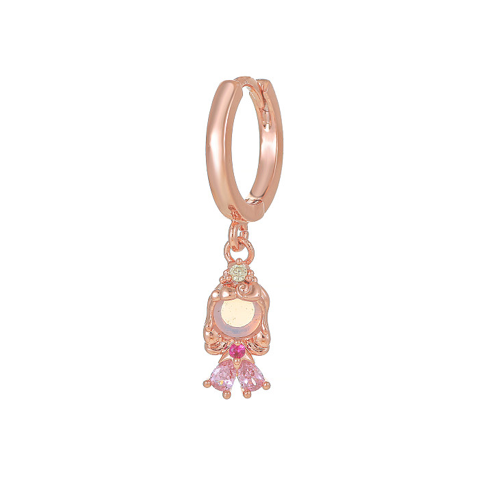 1 Piece Princess Cute Human Animal Plating Inlay Brass Zircon 18K Gold Plated Drop Earrings