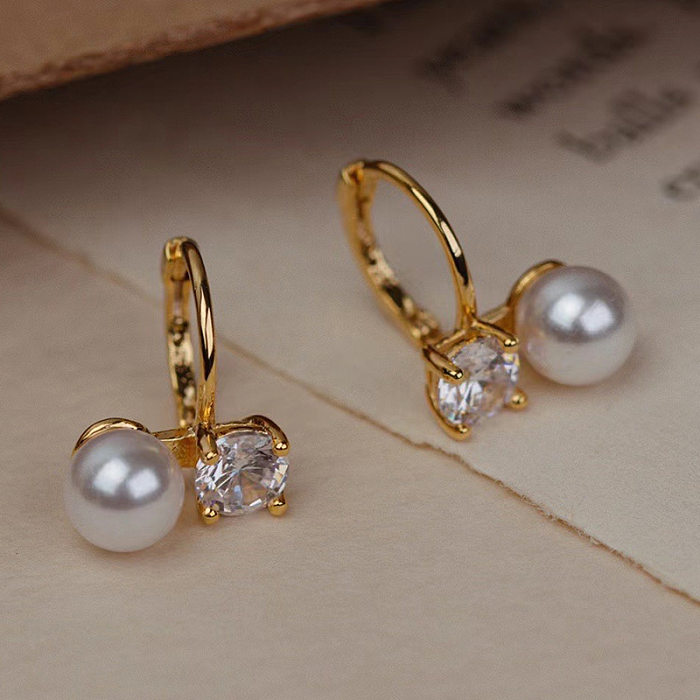 1 Pair Simple Style Square Inlay Copper Zircon Drop Earrings