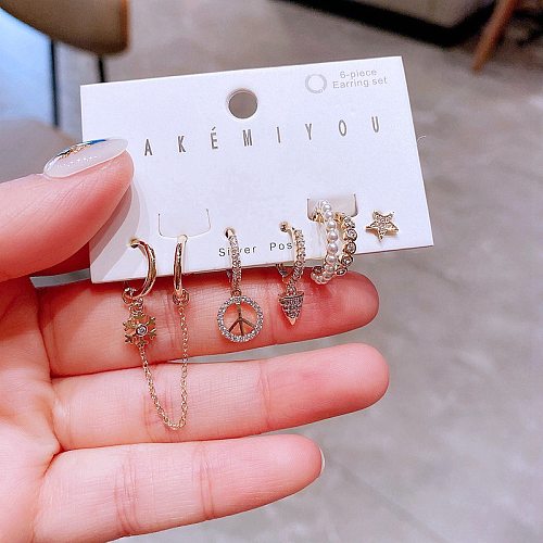 Yakemiyou Lady Geometric Metal Inlaid Zircon Zircon Earrings